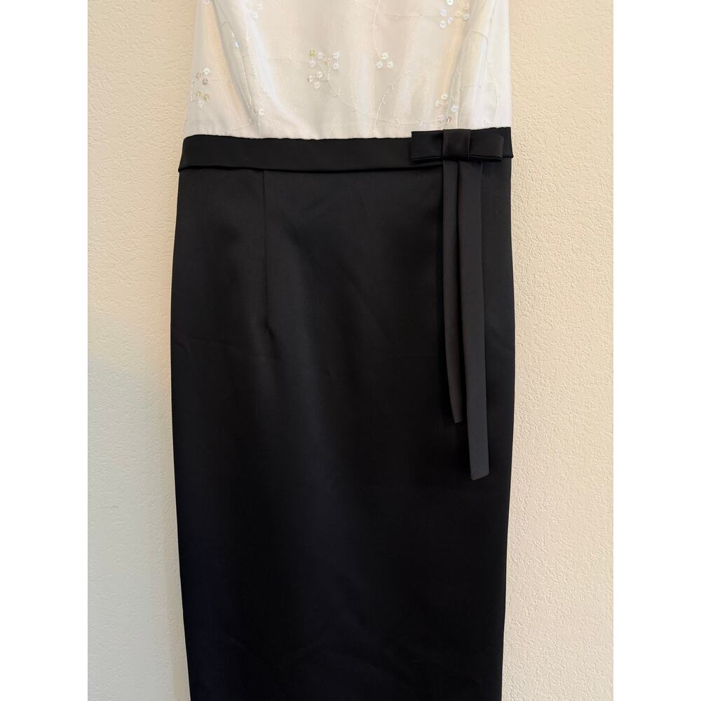 NWT JR Nites by Caliendo Midi Dress Womens Sz 14 White Black Formal Event Gala - Picture 8 of 13